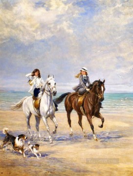 Ecuestre junto al mar Heywood Hardy montar a caballo Pinturas al óleo